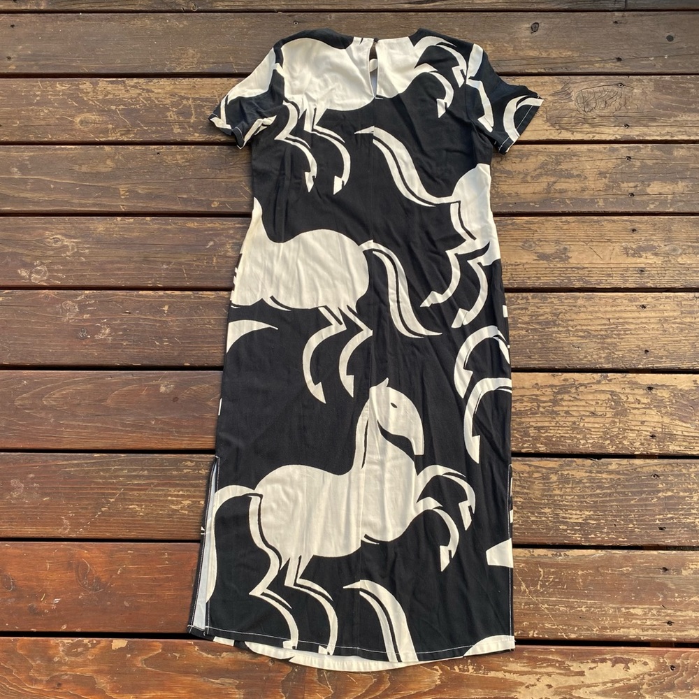 Anthropologie Black and White Swirl Maxi Dress - Picture 4 of 8